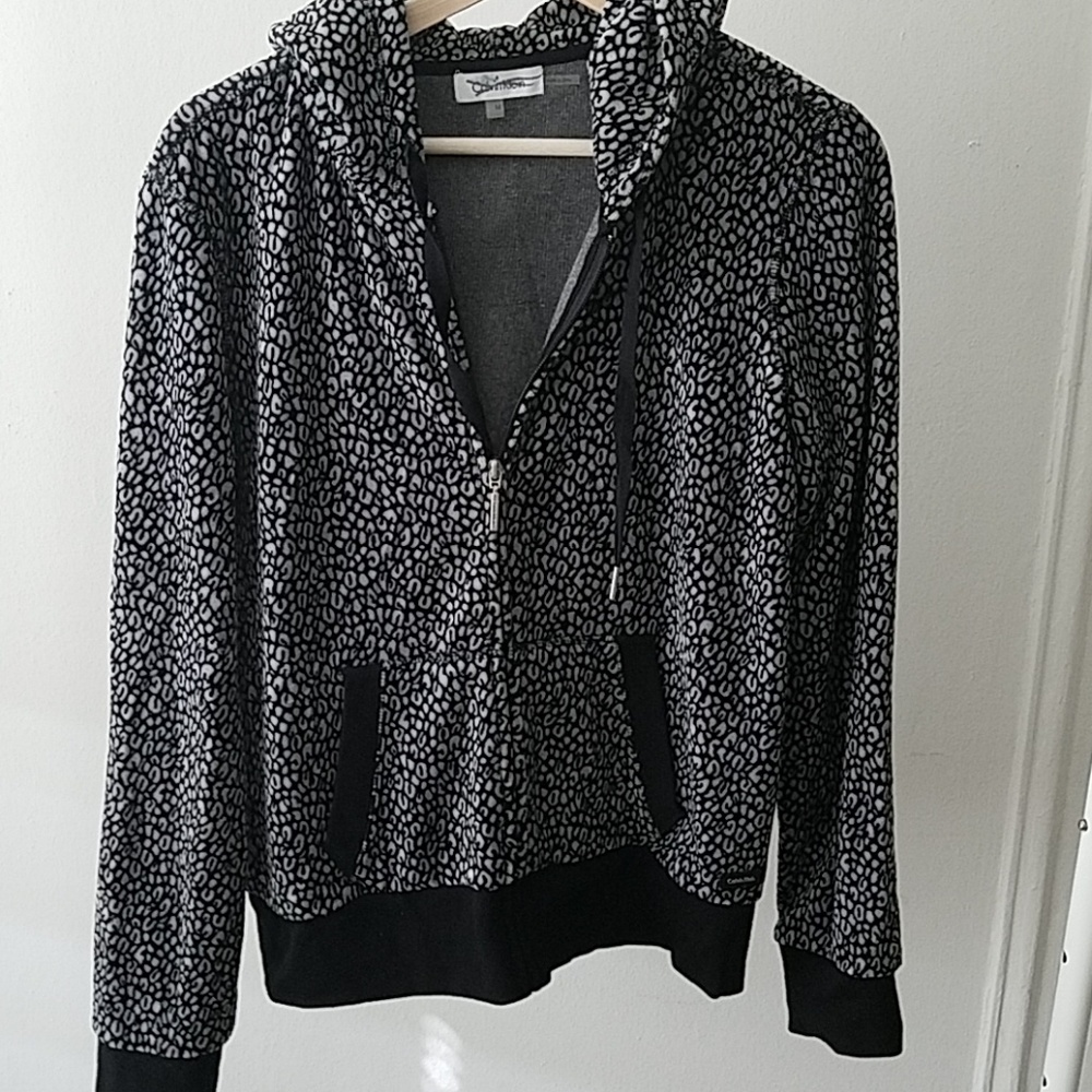 Calvin Klein leopard print zip hoodie